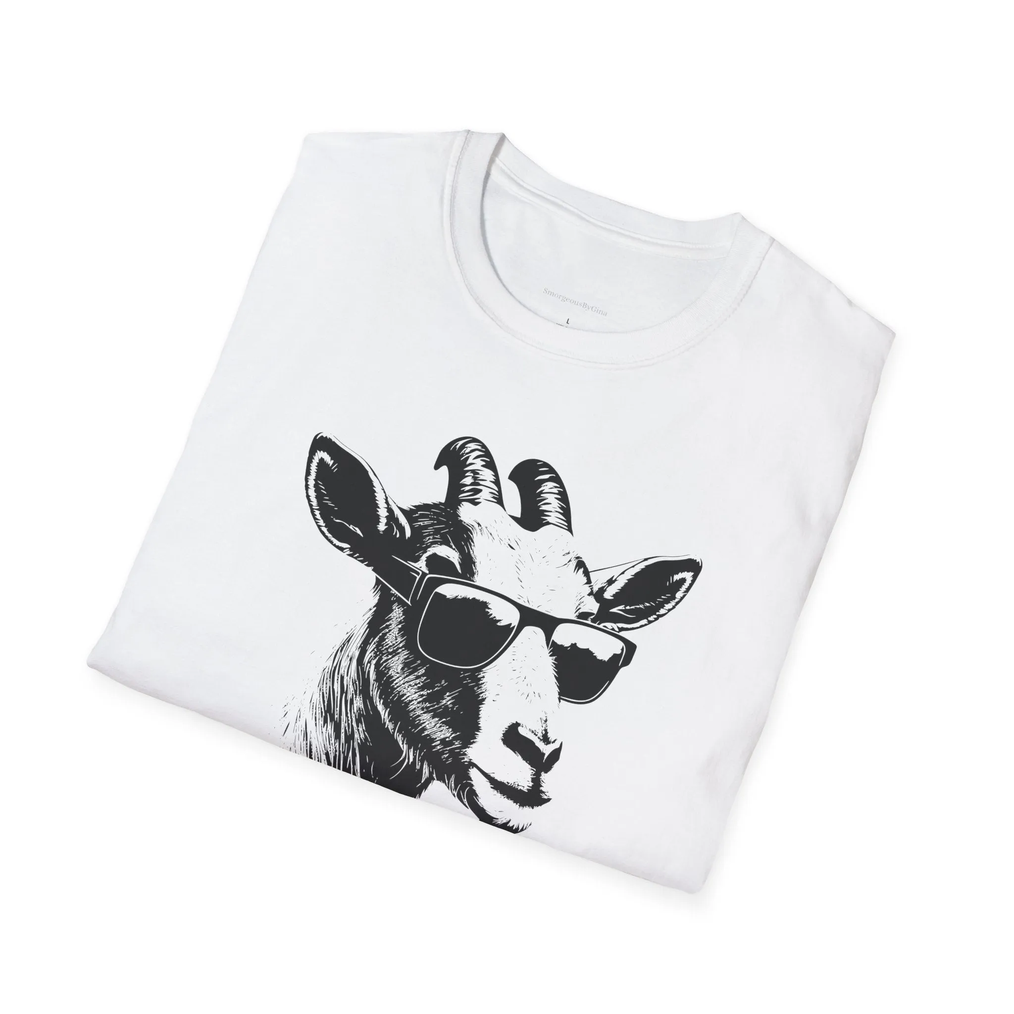 Goat Shirt, Fun Goat Tee, Goat with Sunglasses shirt, Softstyle T-Shirt
