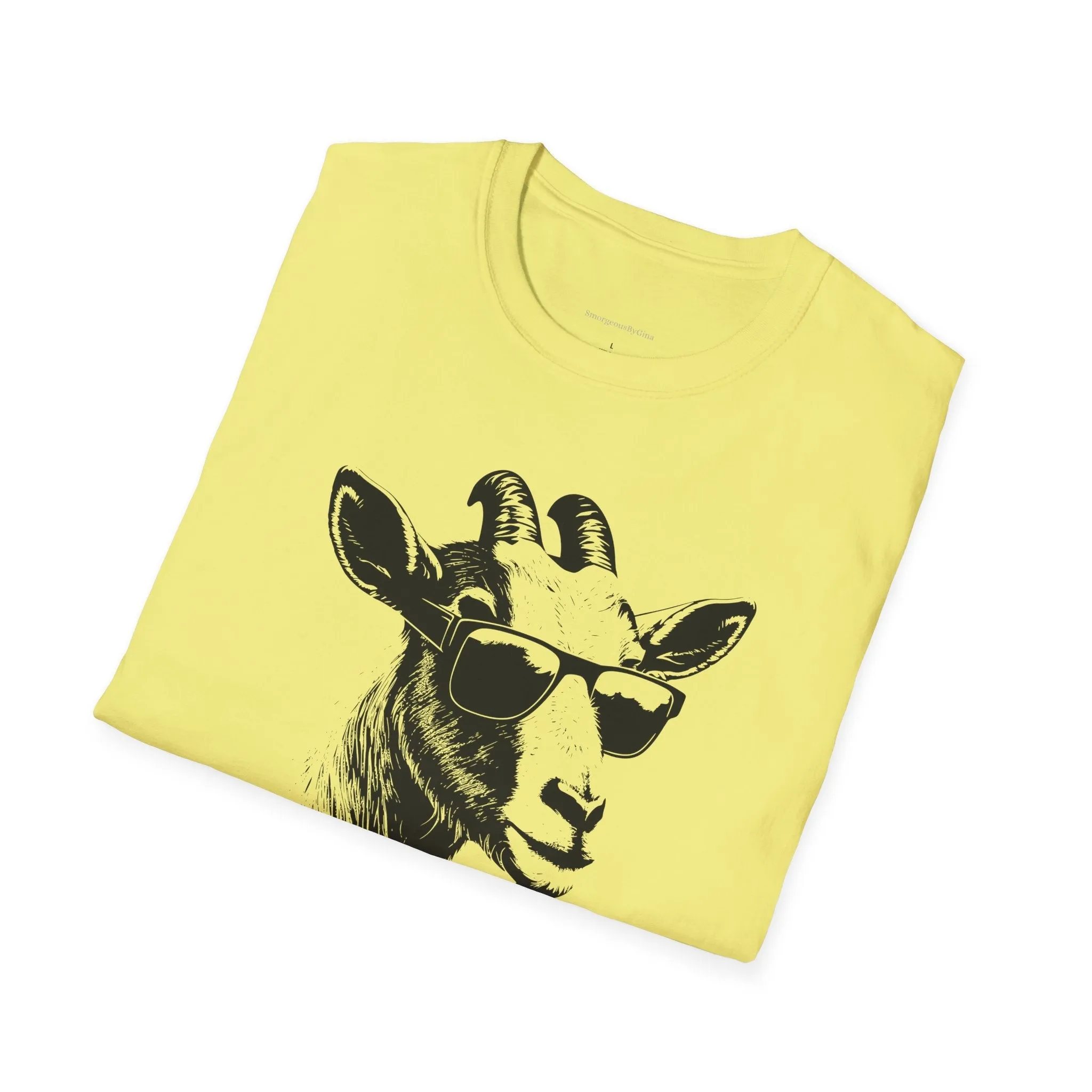 Goat Shirt, Fun Goat Tee, Goat with Sunglasses shirt, Softstyle T-Shirt