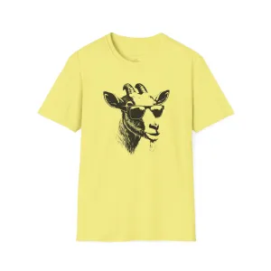 Goat Shirt, Fun Goat Tee, Goat with Sunglasses shirt, Softstyle T-Shirt