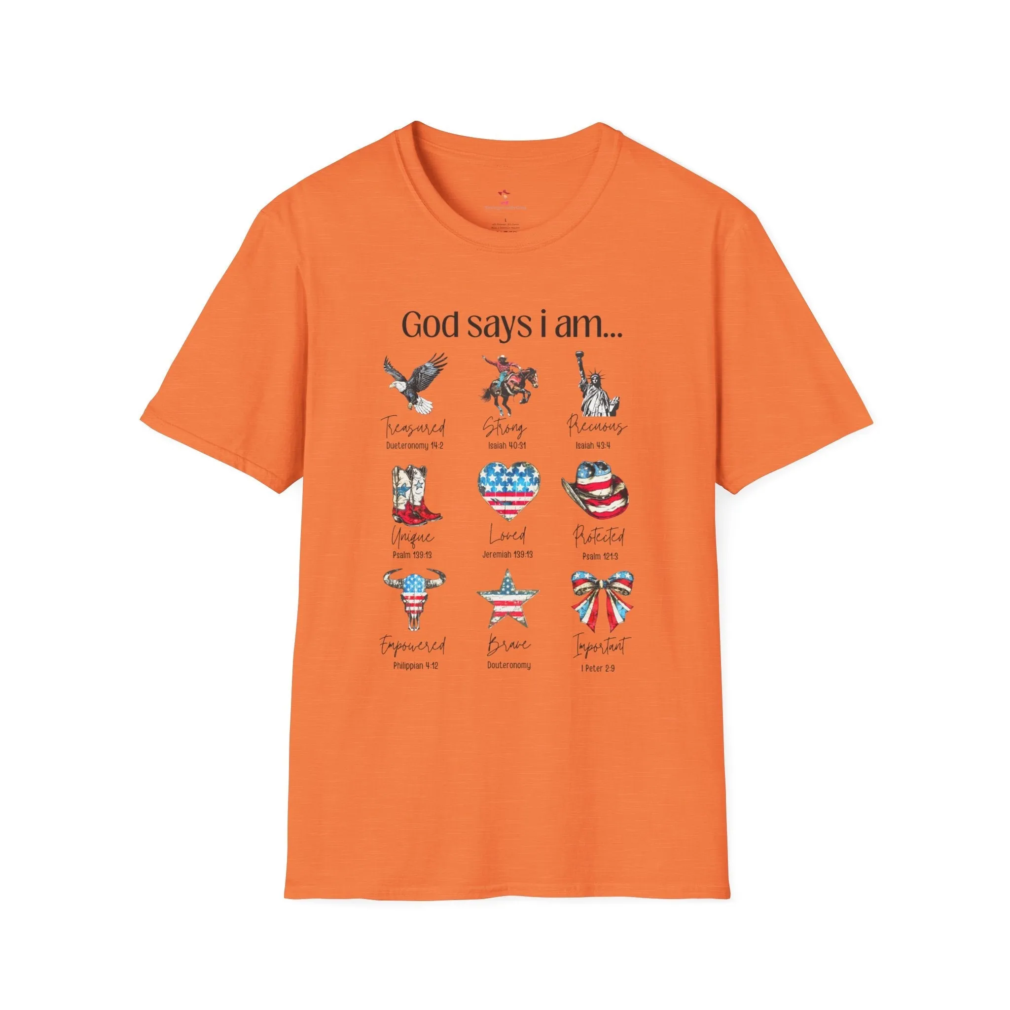 God Say's I Am Tee, 4th of July,  Softstyle T-Shirt