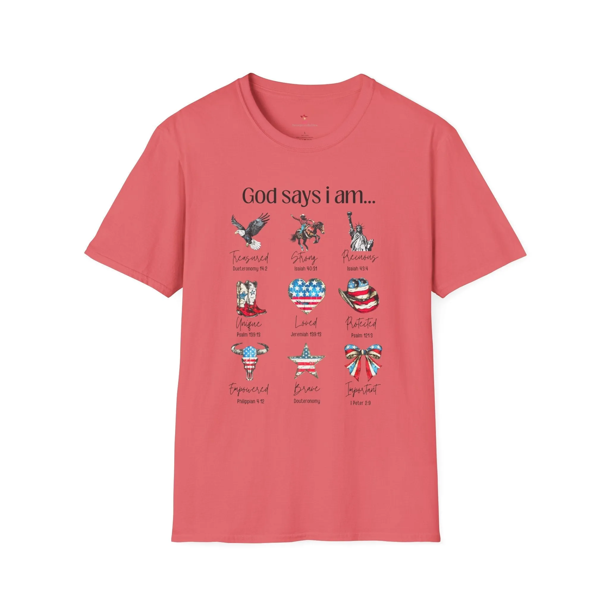 God Say's I Am Tee, 4th of July,  Softstyle T-Shirt