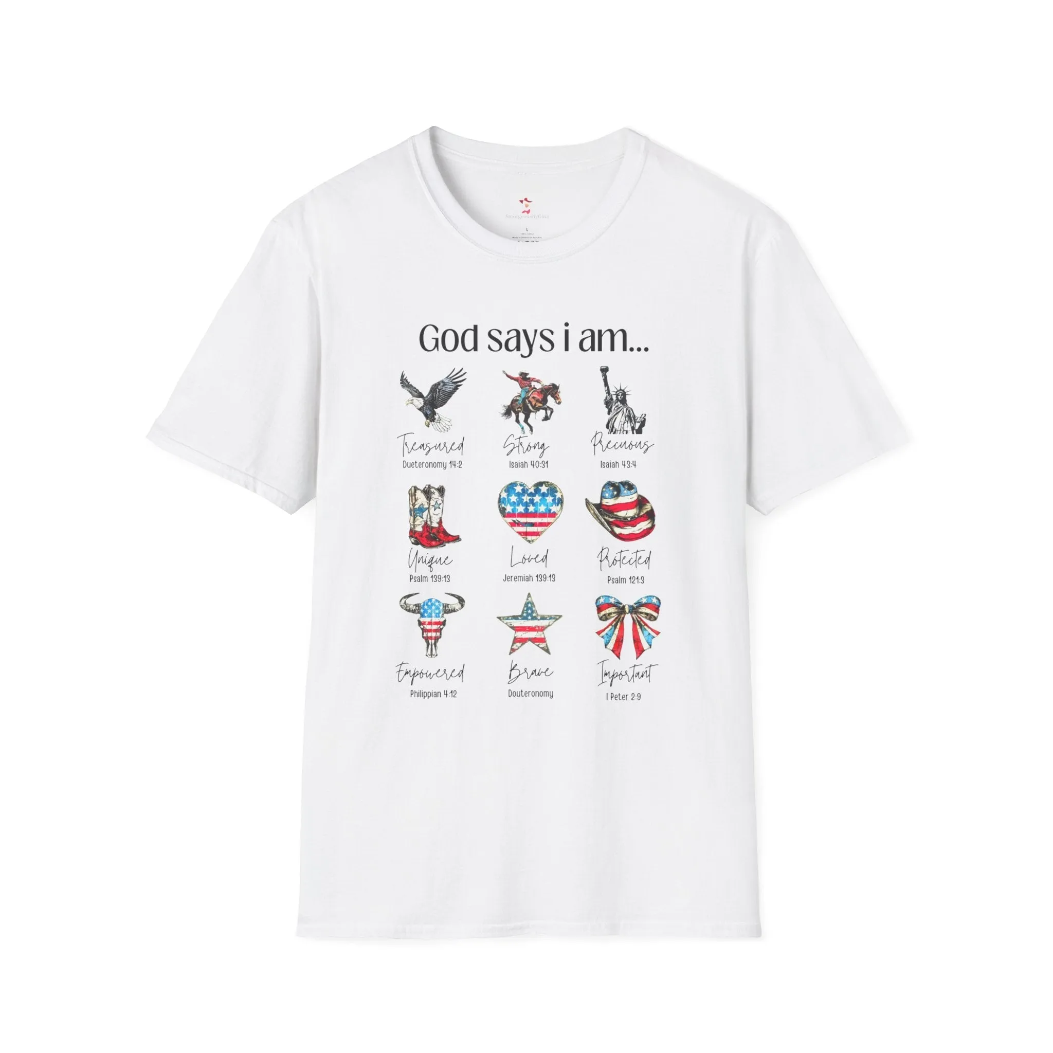 God Say's I Am Tee, 4th of July,  Softstyle T-Shirt