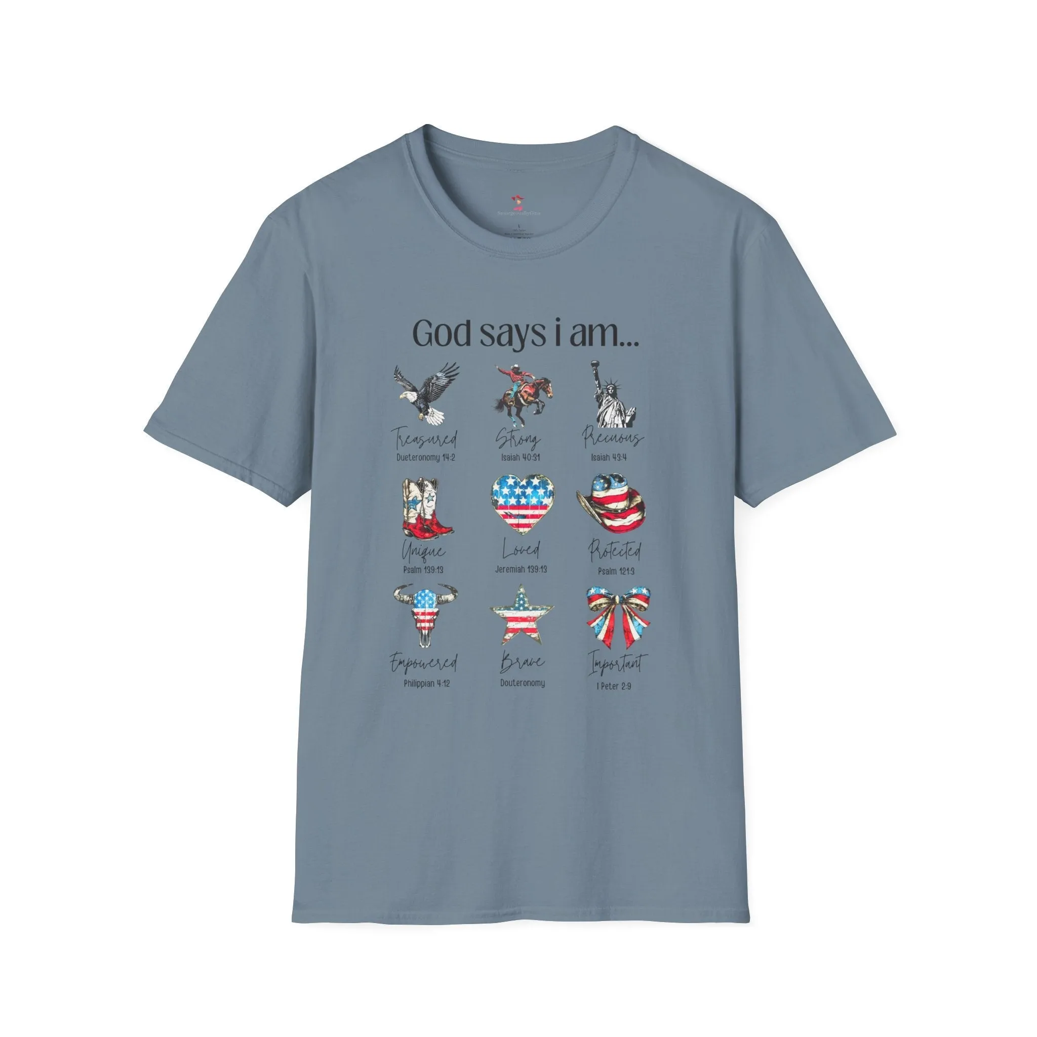 God Say's I Am Tee, 4th of July,  Softstyle T-Shirt