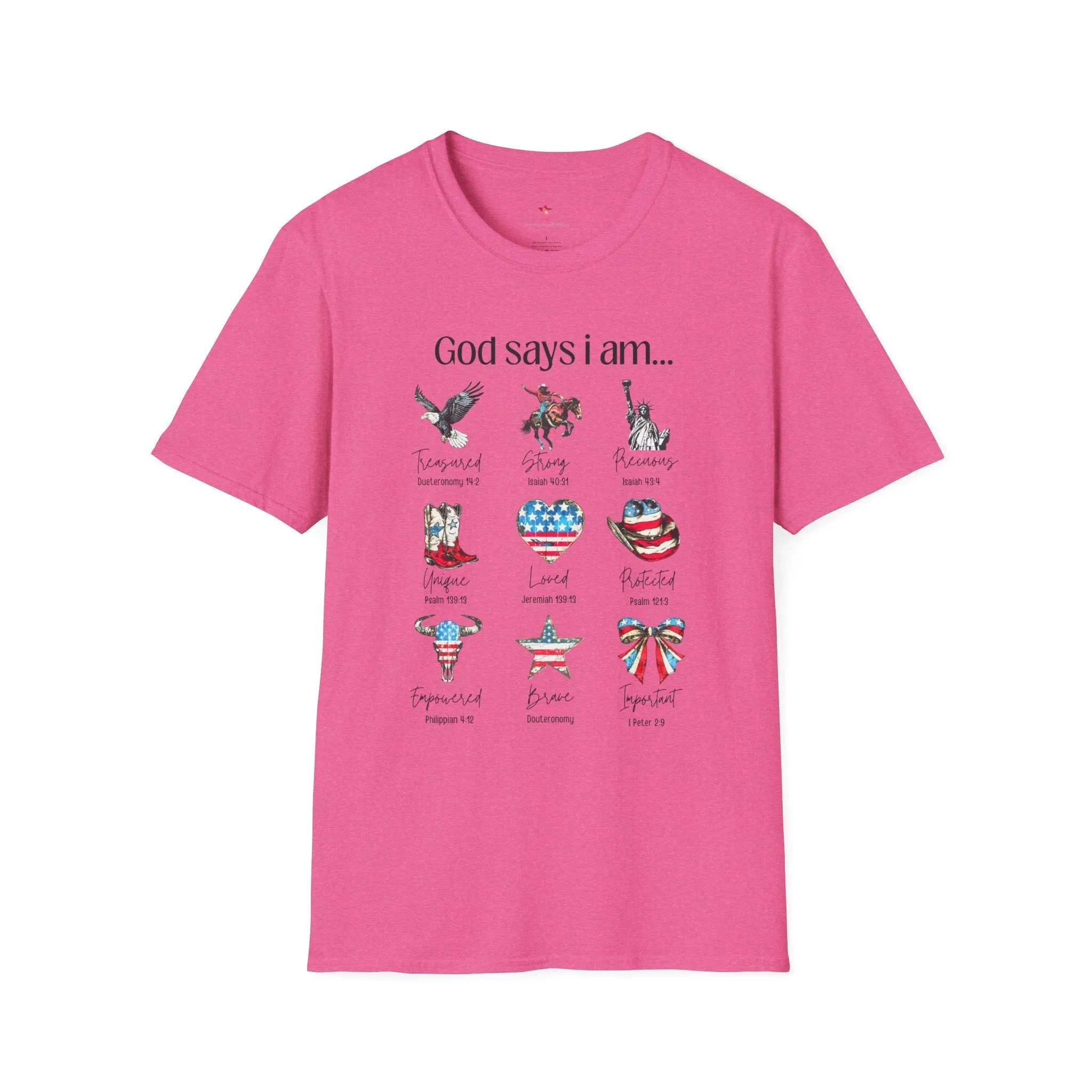 God Say's I Am Tee, 4th of July,  Softstyle T-Shirt