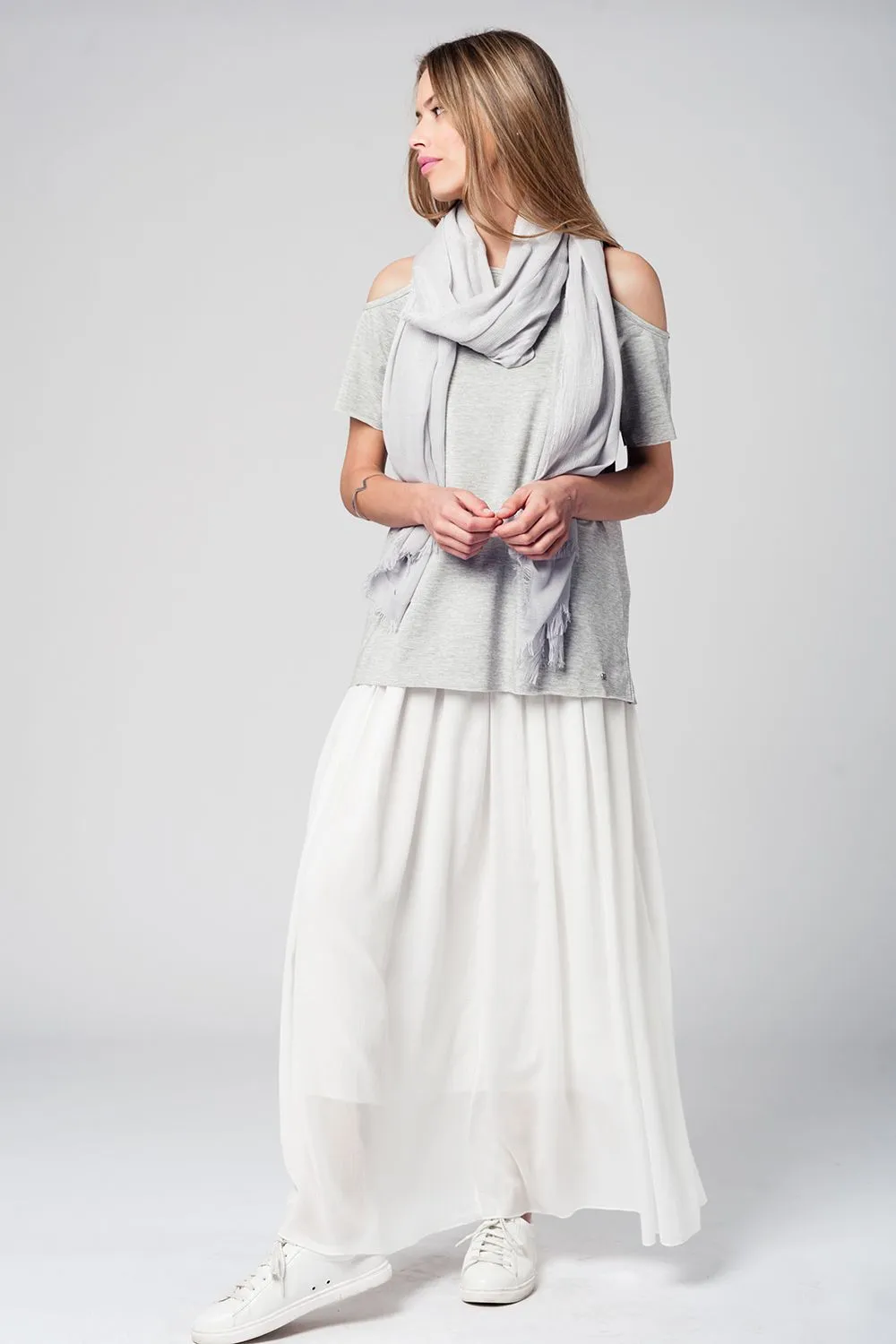 Grey Cold Shoulder Top