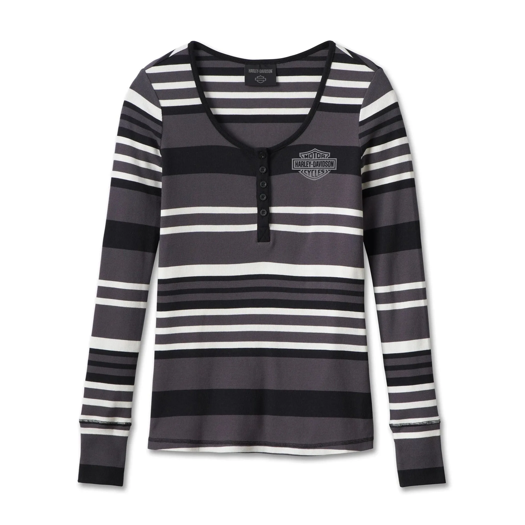 Harley-Davidson® Women's Forever Fierce Stripe Henley  - Black Beauty