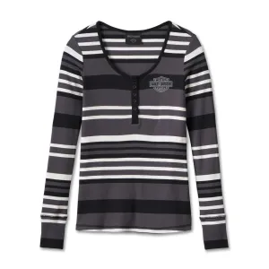 Harley-Davidson® Women's Forever Fierce Stripe Henley  - Black Beauty