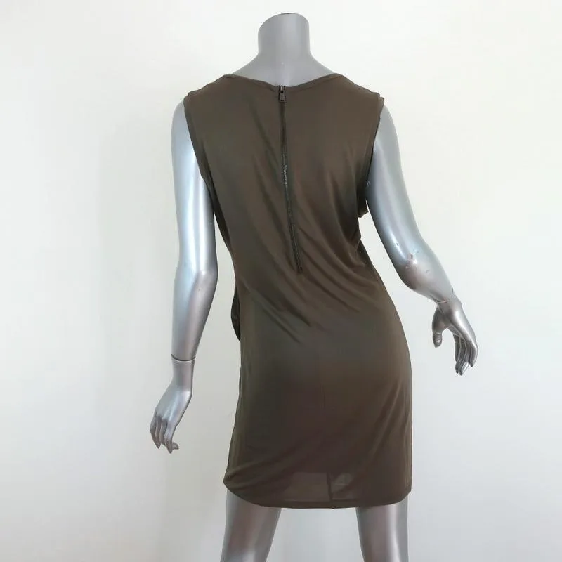 Haute Hippie Side Gathered Dress Olive Modal Jersey Size Large Sleeveless Mini