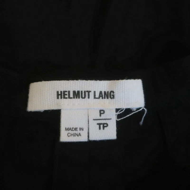 Helmut Lang Button Down Blouse Axio Black Crepe Size Petite Short Sleeve Top