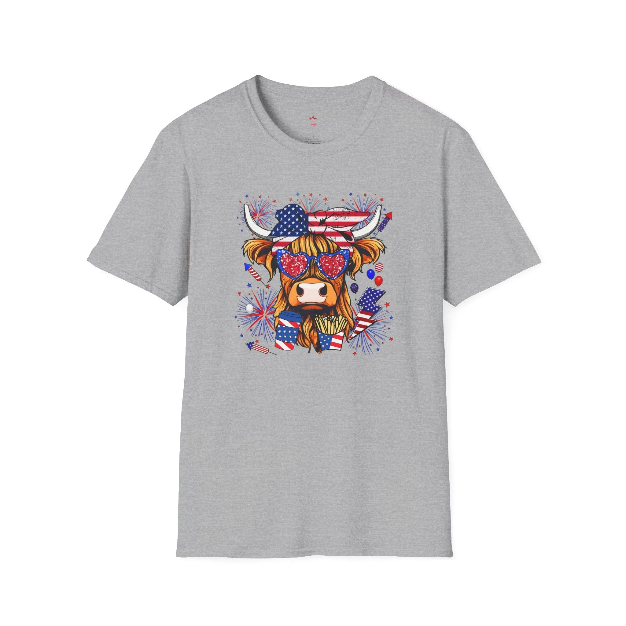 Highland Heifer Tee, 4th of July, Softstyle T-Shirt