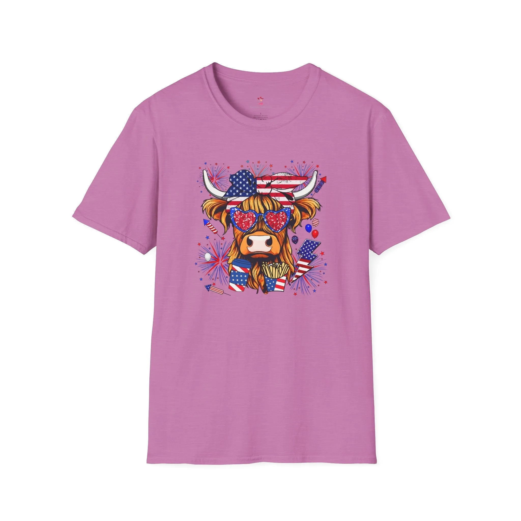 Highland Heifer Tee, 4th of July, Softstyle T-Shirt