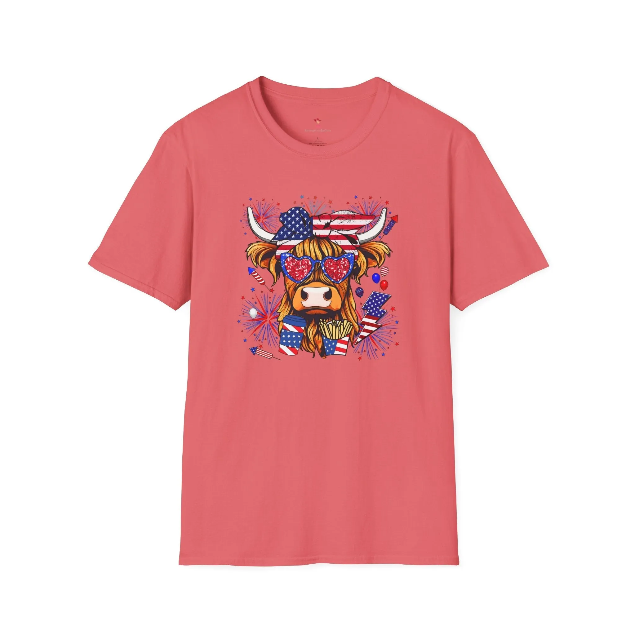 Highland Heifer Tee, 4th of July, Softstyle T-Shirt