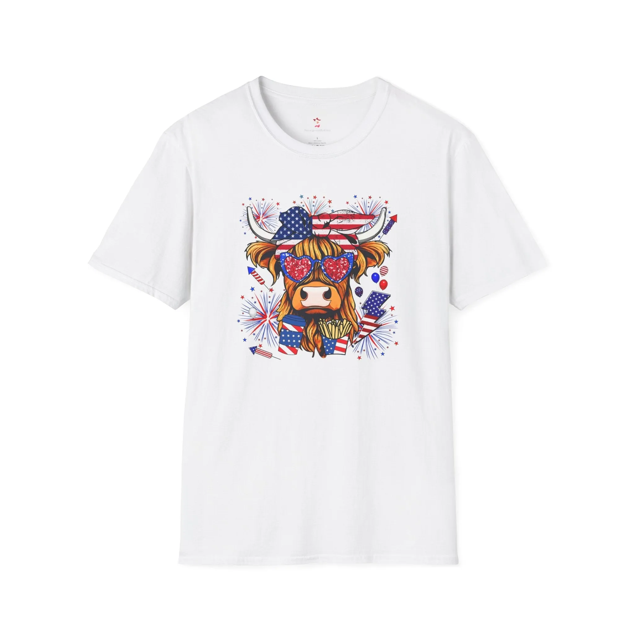 Highland Heifer Tee, 4th of July, Softstyle T-Shirt