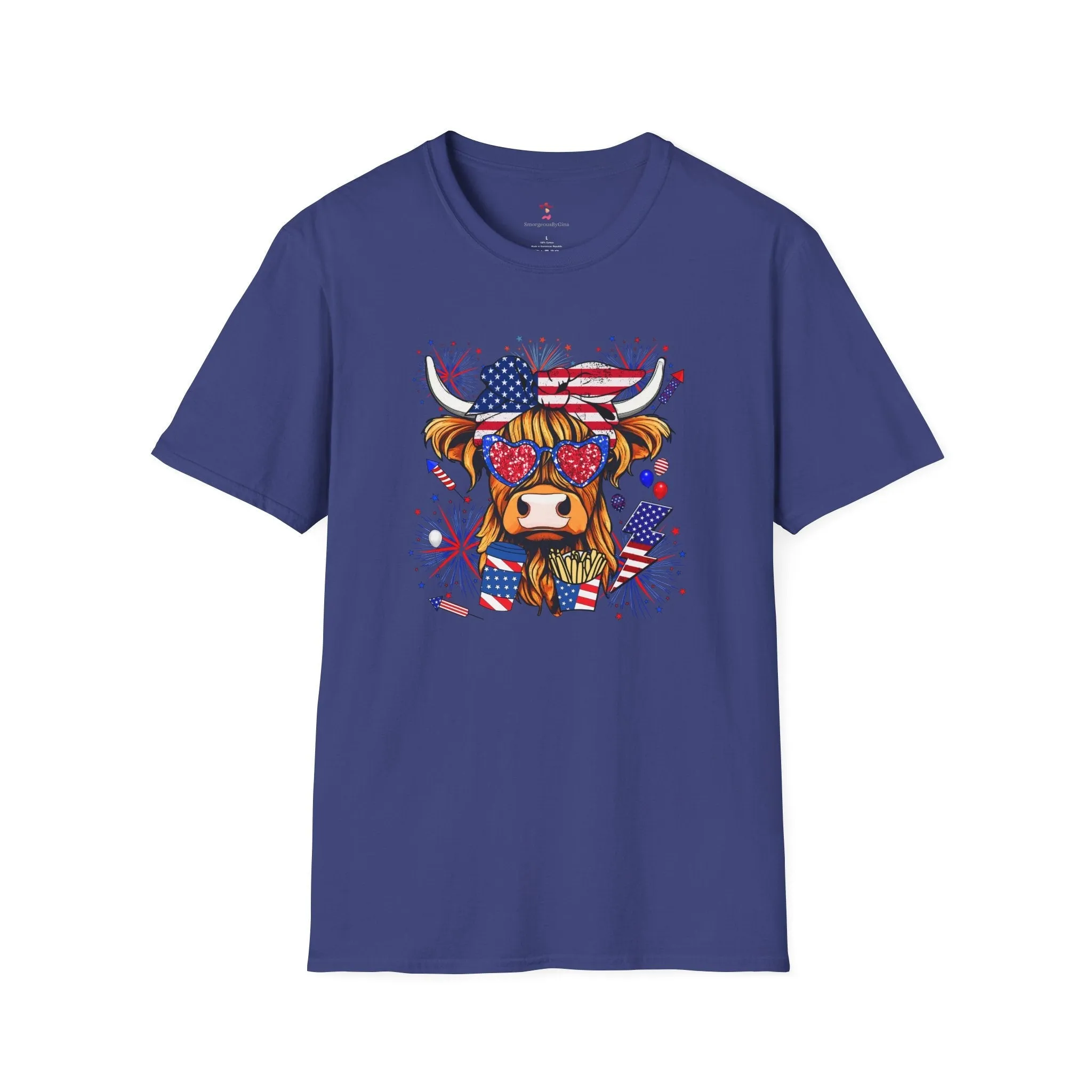 Highland Heifer Tee, 4th of July, Softstyle T-Shirt