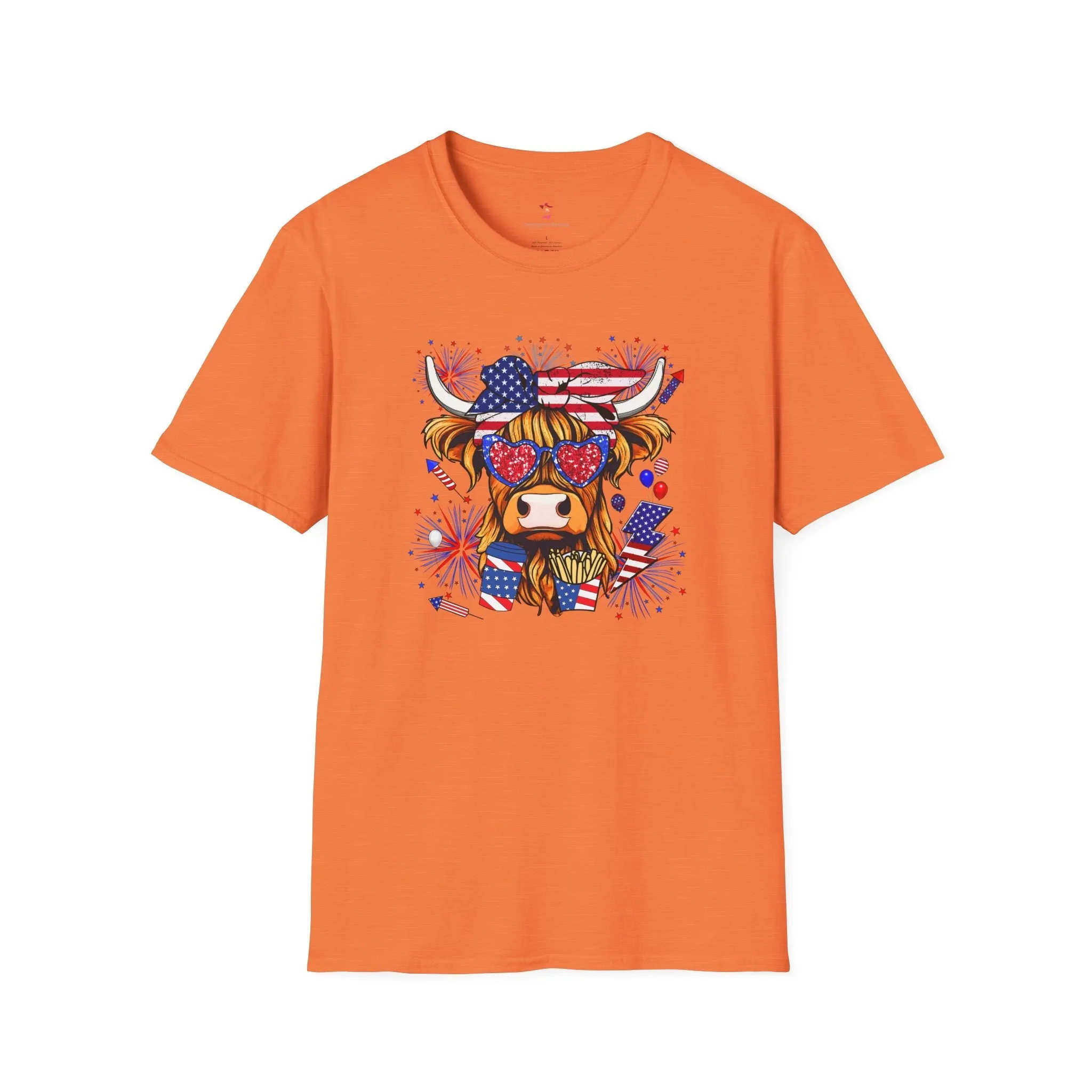 Highland Heifer Tee, 4th of July, Softstyle T-Shirt