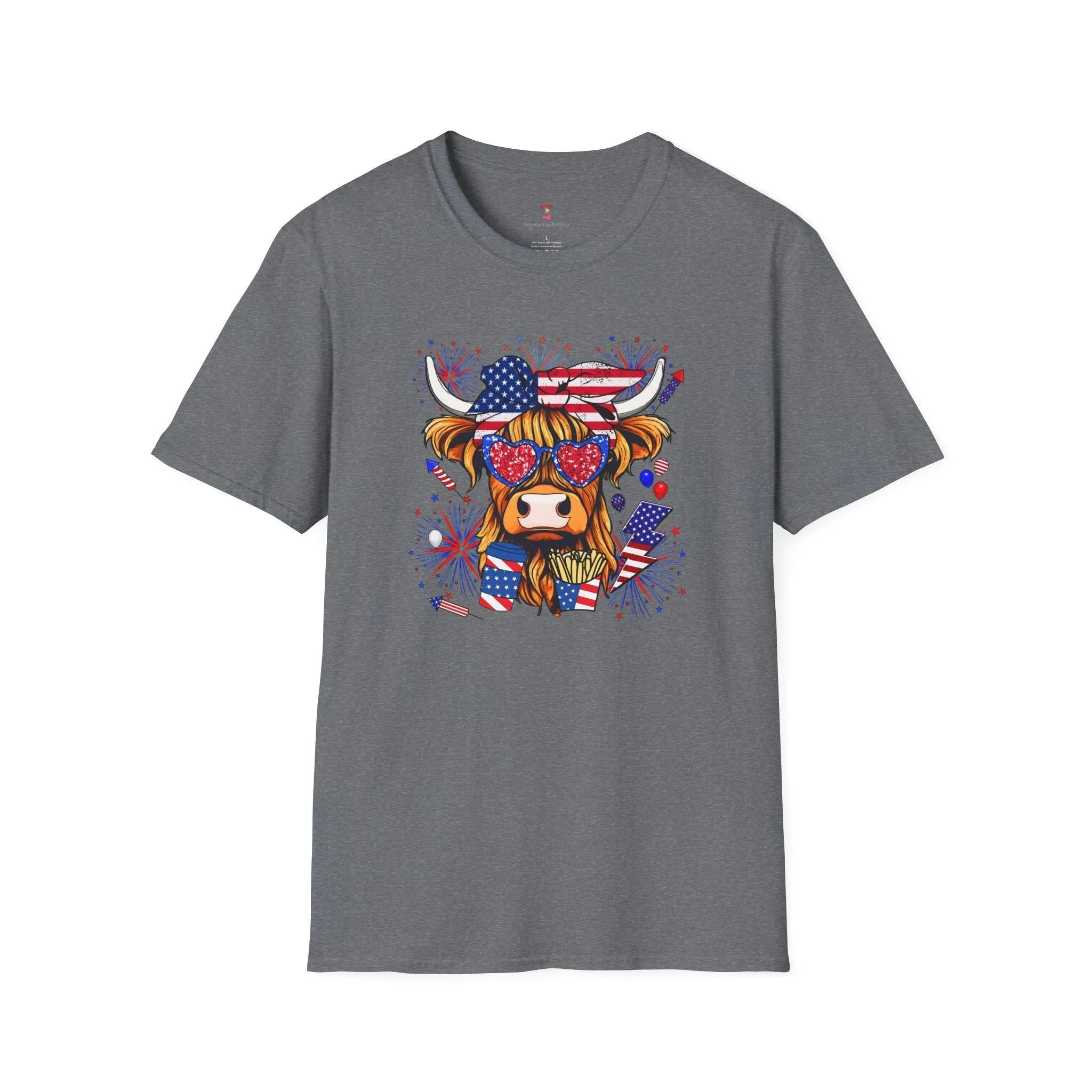 Highland Heifer Tee, 4th of July, Softstyle T-Shirt