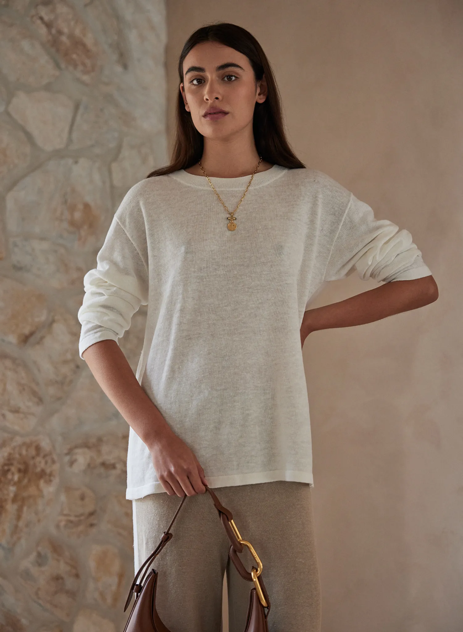 Hugo Long Sleeve Tshirt in Cream