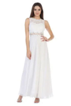 Illusion Waist Chiffon Gown