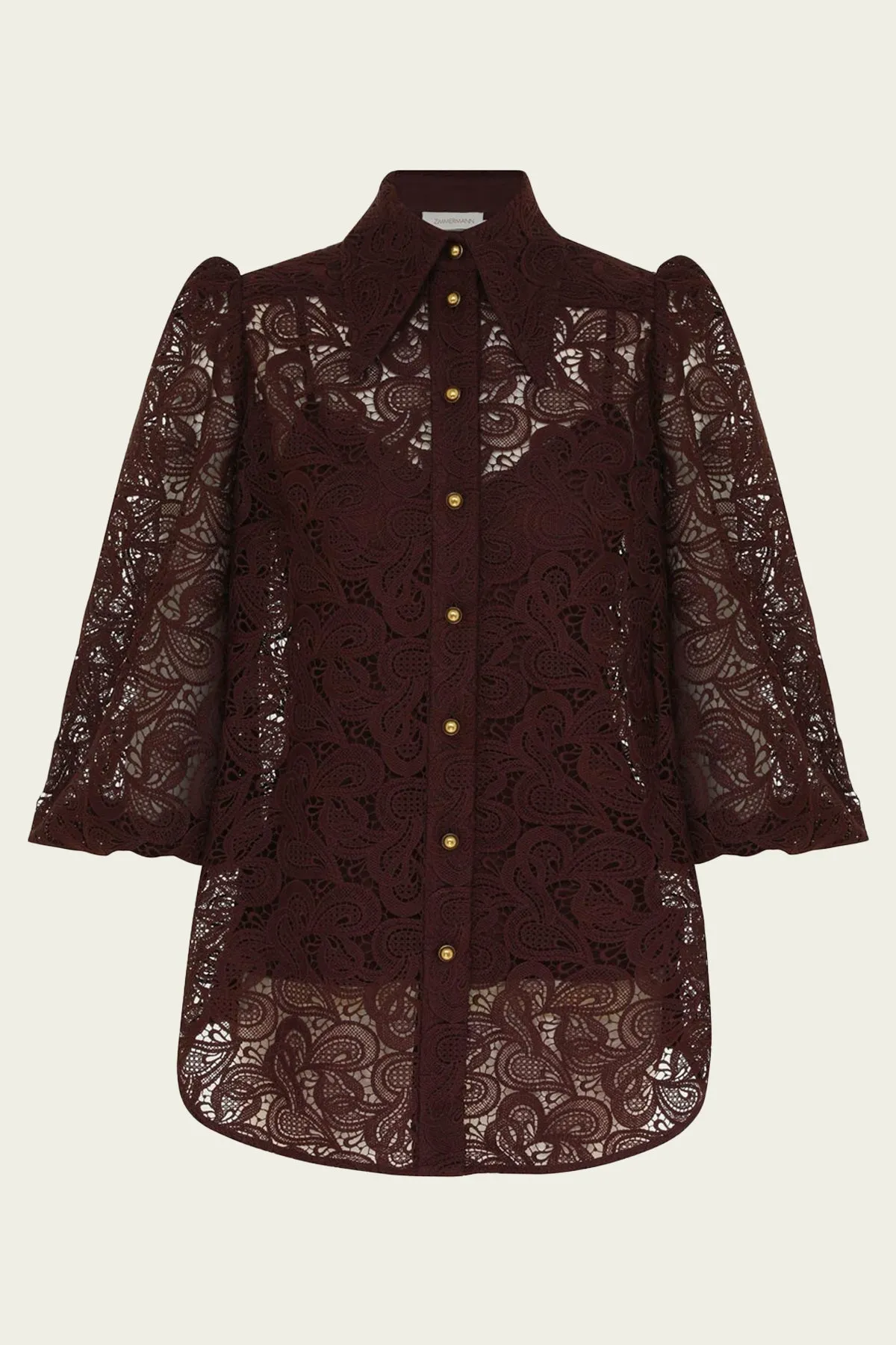 Illustration Lace Blouse in Chocolate