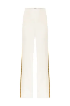 INTARSIA KNITWEAR PANTS WHITE GOLD BRONZE