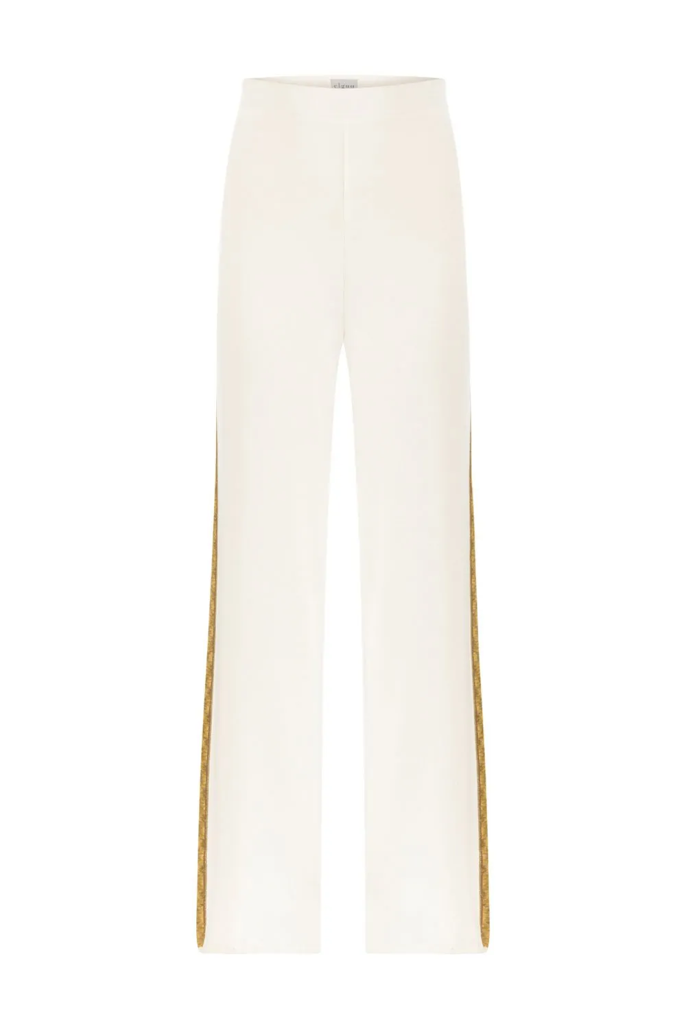 INTARSIA KNITWEAR PANTS WHITE GOLD BRONZE