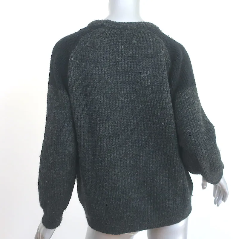 IRO Colorblock Sweater Piper Charcoal/Black Alpaca-Blend Ribbed Knit Size Medium