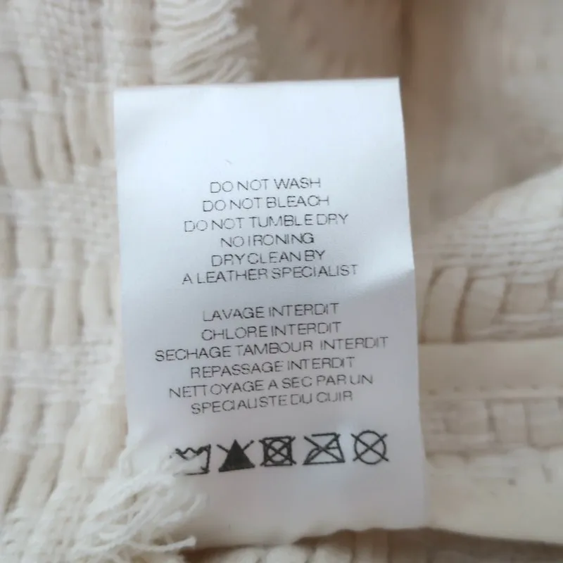 IRO Halston Jacket Cream Leather-Trimmed Woven Linen-Cotton Size 40