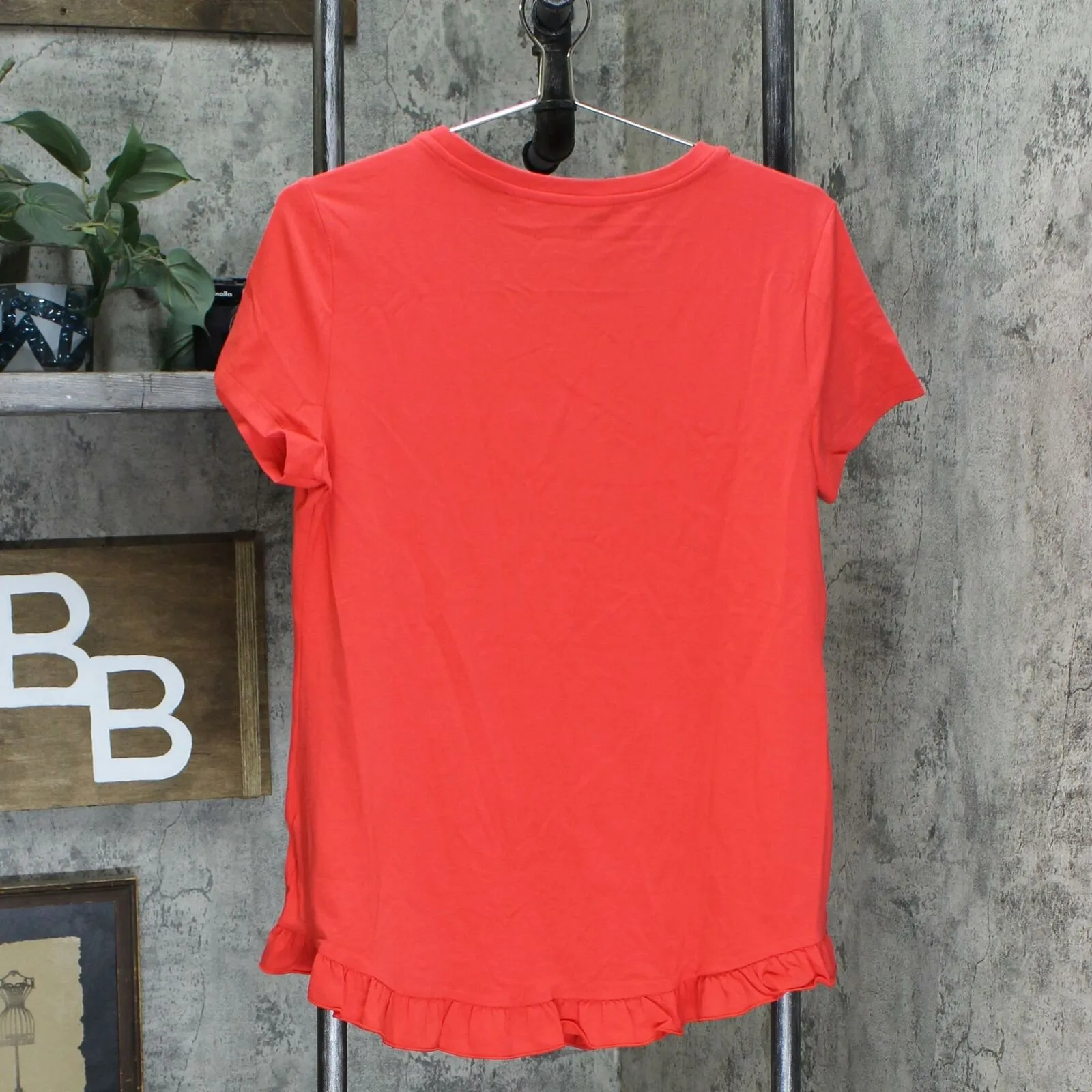 Isaac Mizrahi Live! Women's Scoop Neck Curved Ruffle Knit Top Bittersweet Small