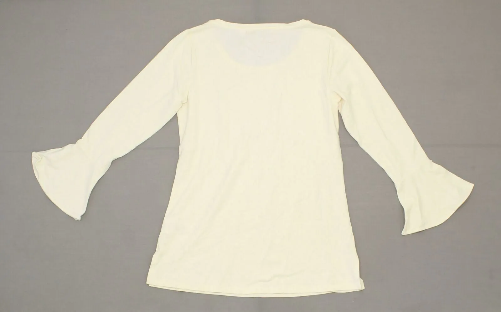 Isaac Mizrahi Live! Women's Scoop Neck Top with Bracelet Ruffle Sleeve Cream XXS