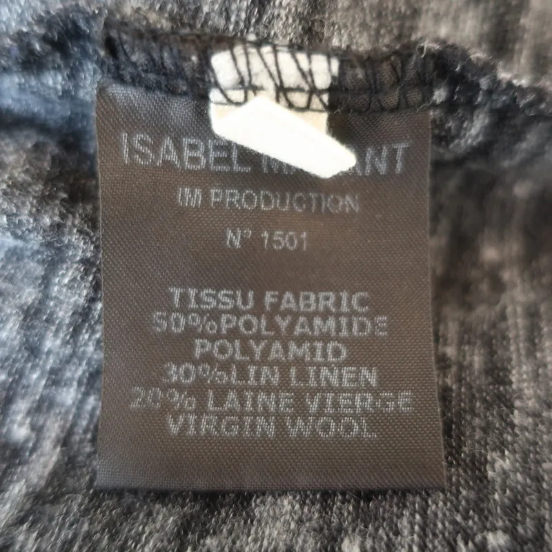 Isabel Marant Etoile Tie-Waist Dress Wad Dark Gray Linen-Wool Jersey Size 40
