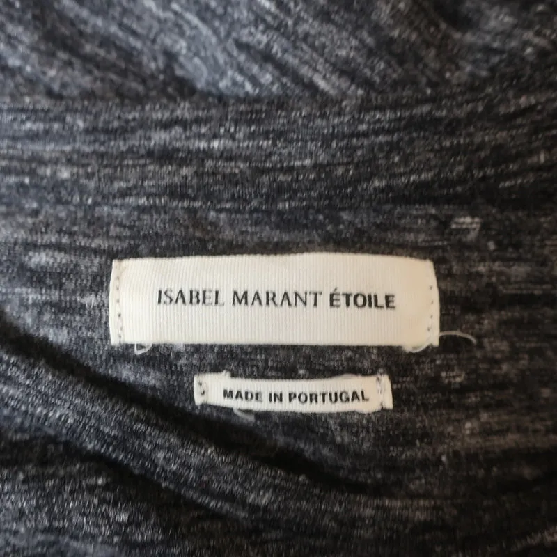 Isabel Marant Etoile Tie-Waist Dress Wad Dark Gray Linen-Wool Jersey Size 40
