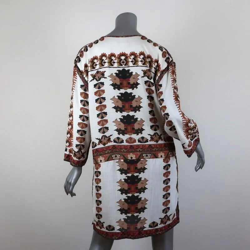 Isabel Marant Mini Dress Sandrine Cream/Brown Printed Modal Size 1