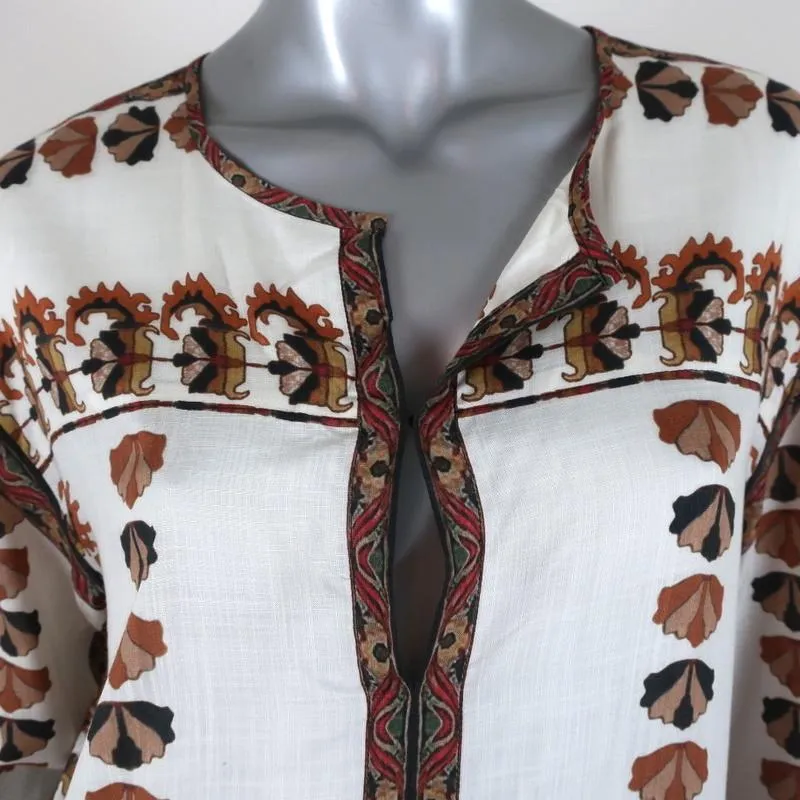 Isabel Marant Mini Dress Sandrine Cream/Brown Printed Modal Size 1
