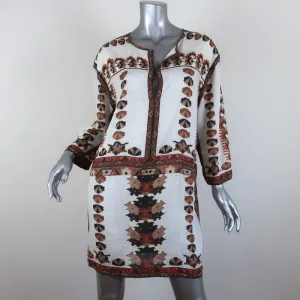 Isabel Marant Mini Dress Sandrine Cream/Brown Printed Modal Size 1