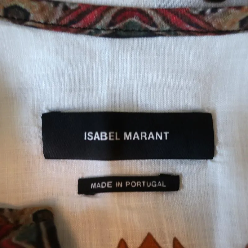 Isabel Marant Mini Dress Sandrine Cream/Brown Printed Modal Size 1