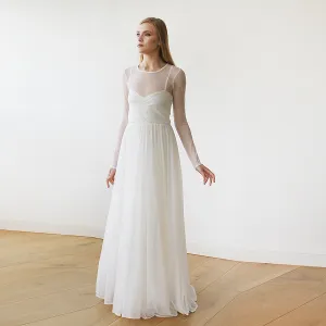 Ivory Chiffon Round Neckline Bridal Dress  #1102