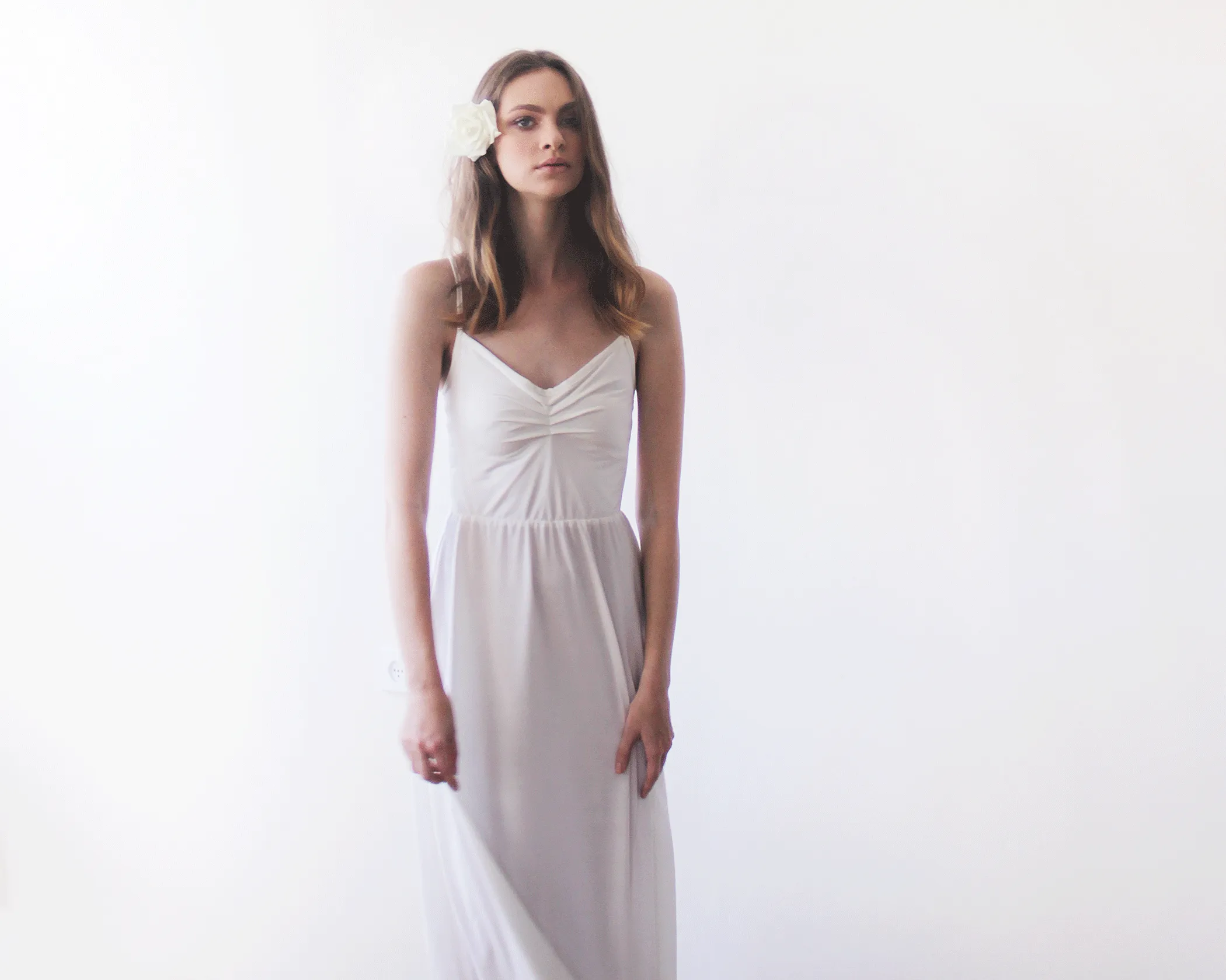 Ivory Chiffon Round Neckline Bridal Dress  #1102