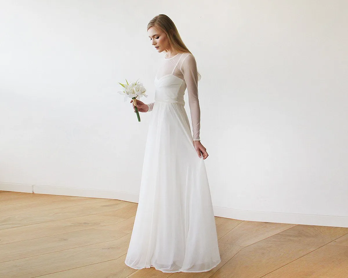 Ivory Chiffon Round Neckline Bridal Dress  #1102