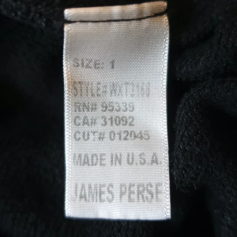 James Perse Vintage Fleece Raglan Sweatshirt Black Size 1 WXT3168
