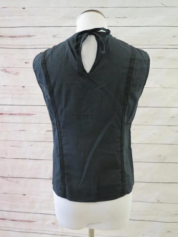 J.Crew Women's Top: Black 100% Cotton Size 4, Pre-owned