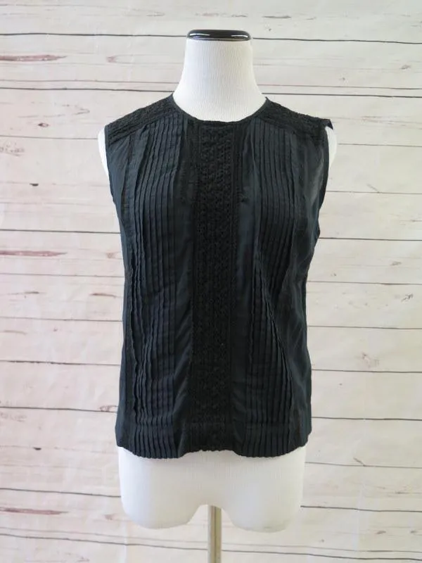J.Crew Women's Top: Black 100% Cotton Size 4, Pre-owned
