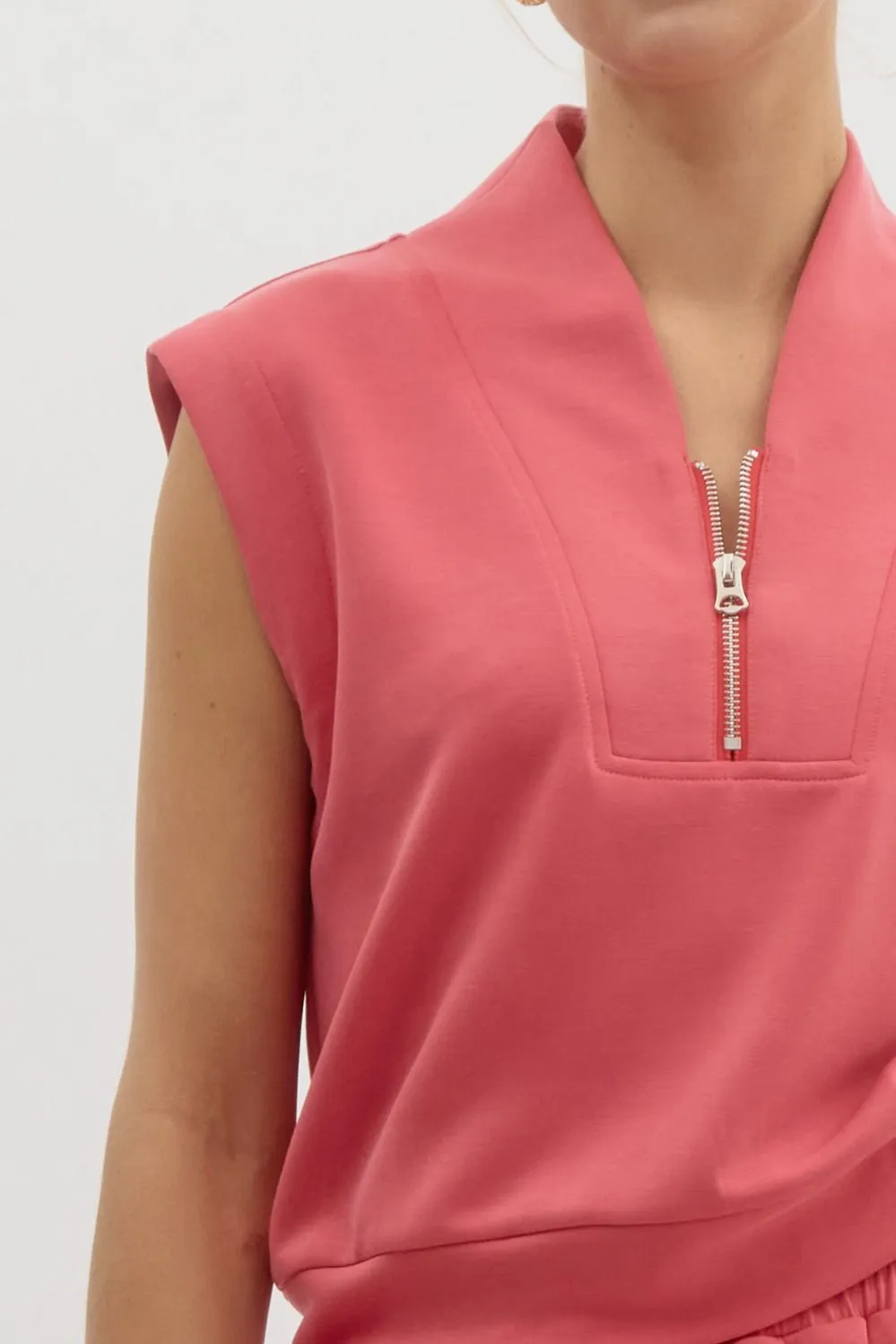 Jersey Half Zip Muscle Tee Top