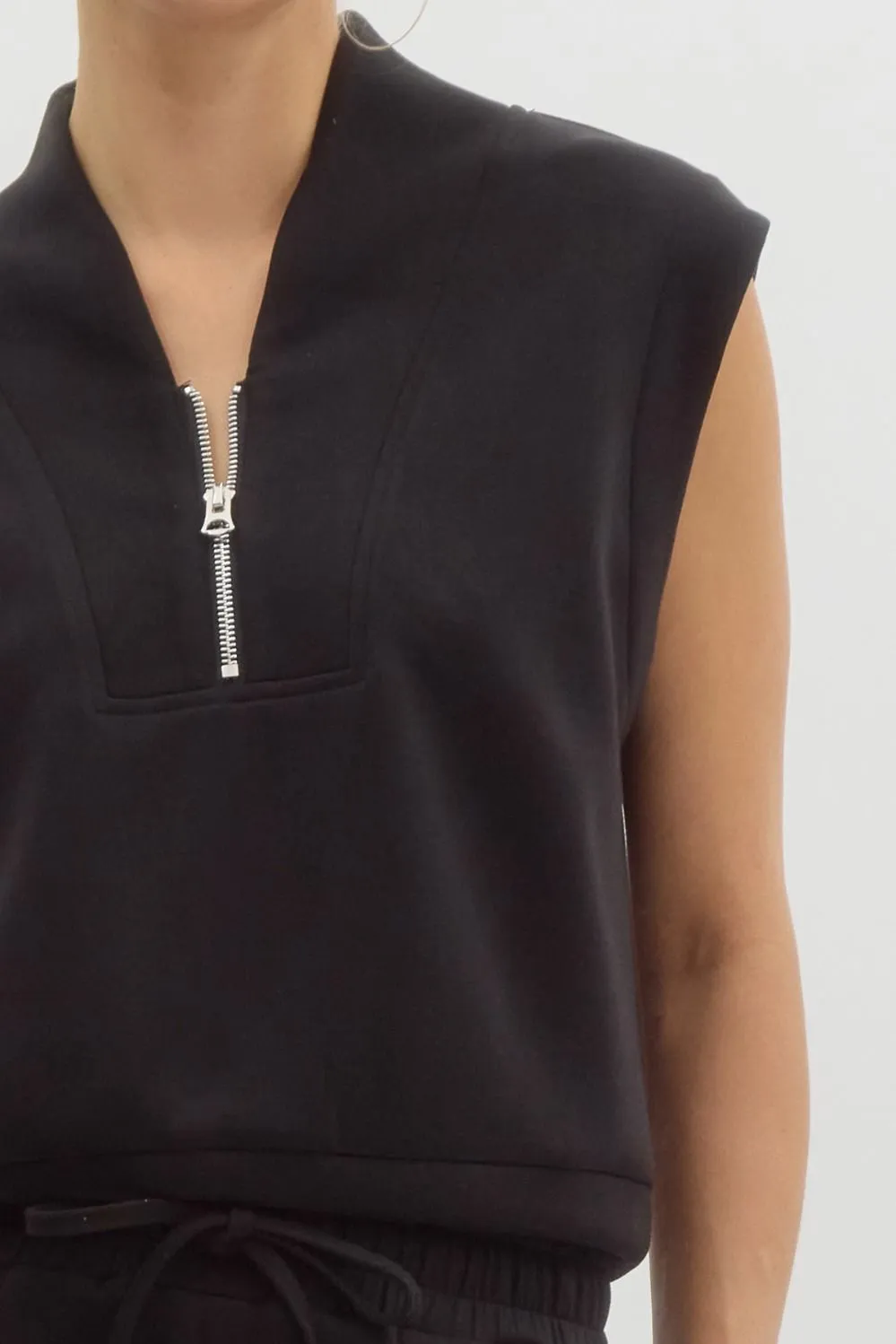 Jersey Half Zip Muscle Tee Top