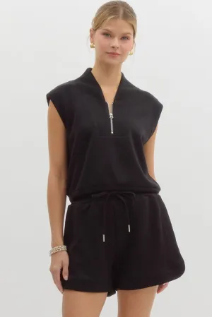 Jersey Half Zip Muscle Tee Top