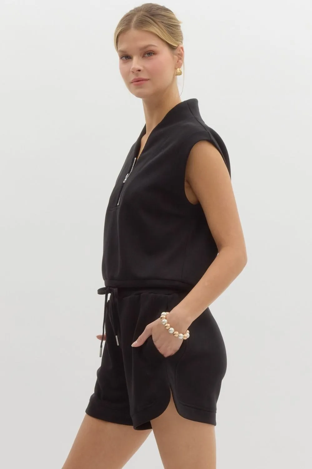 Jersey Half Zip Muscle Tee Top