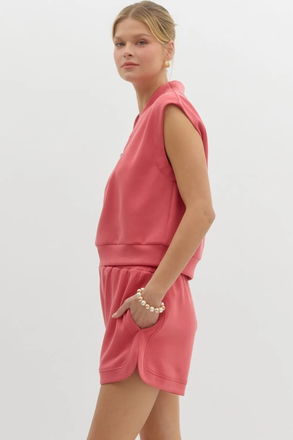 Jersey Half Zip Muscle Tee Top