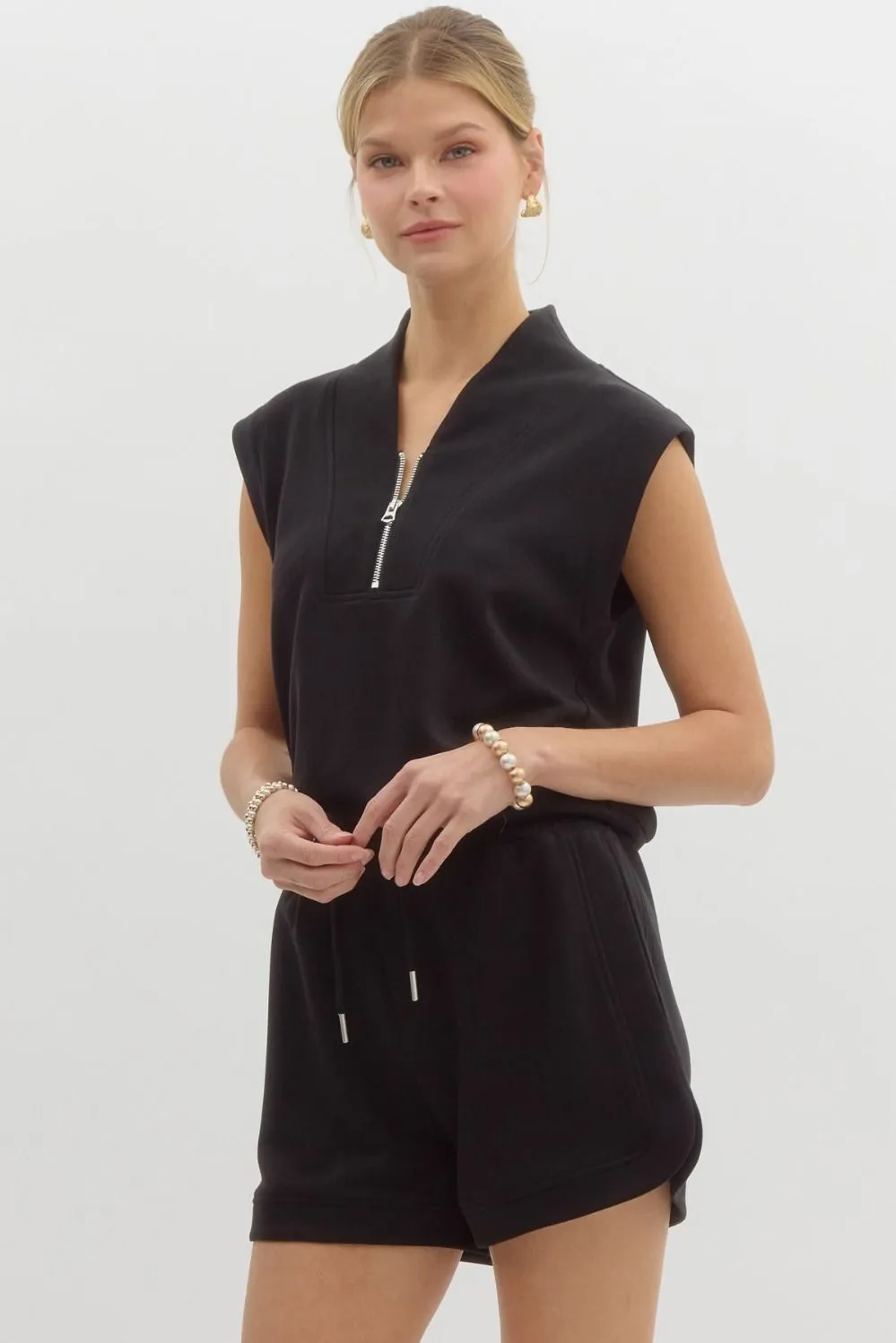 Jersey Half Zip Muscle Tee Top