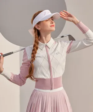 J.Jane Diamond punching Summer Knit Zip-up - Pink