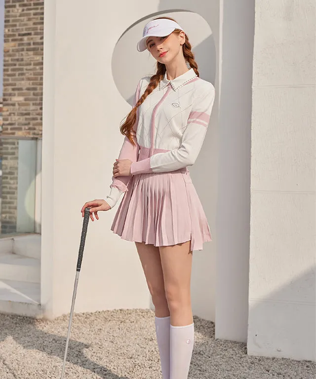 J.Jane Diamond punching Summer Knit Zip-up - Pink