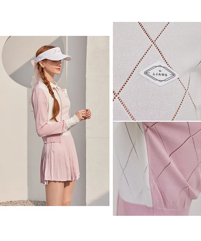 J.Jane Diamond punching Summer Knit Zip-up - Pink